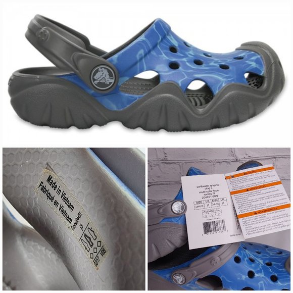 'CROCS' SWIFTWATER GRAPHIC RUGGED CLOG SLIDES - Picture 11 of 16